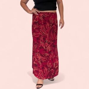 JM Collection Red Paisley Maxi Skirt